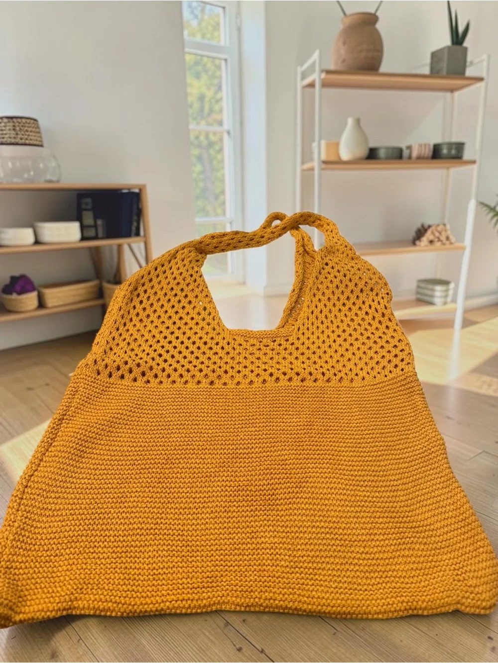 NWT Oversized Crochet Knit Tote Bag Boho Slouchy Shoulder Bag